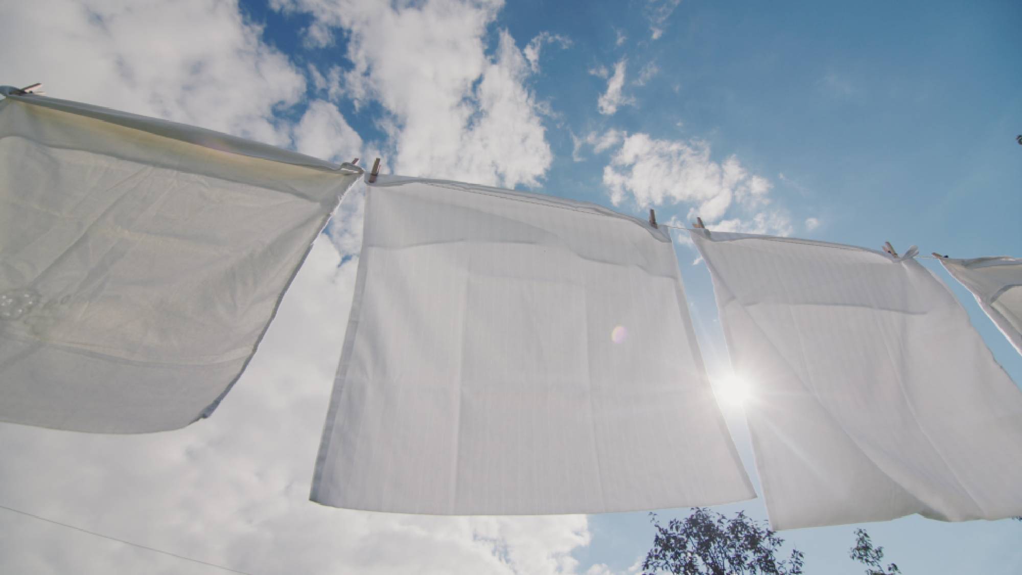 Pillowcases hanging on the line