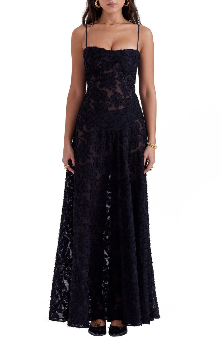Seren Blush Sheer Lace-Up Back Gown