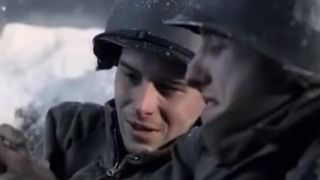 Doc Roe and Babe Hefron in their foxhole in Band of Brothers