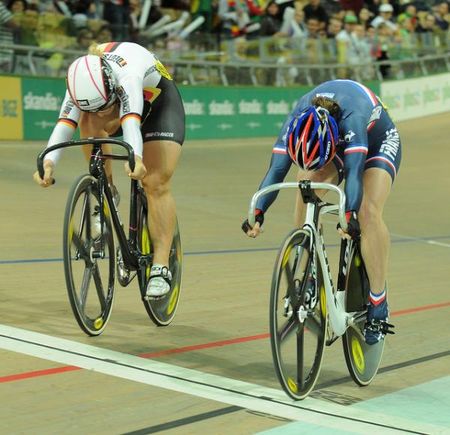 Sandie Clair (France) edges out Kristina Vogel (Germany).
