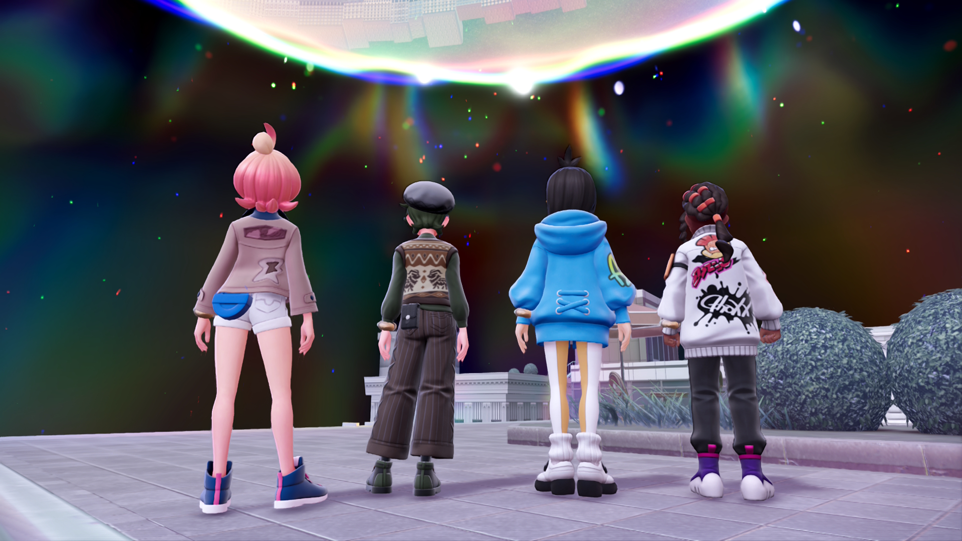 Screenshots from Pokémon Legends: Z-A Mega Dimension showing Hyperspace Lumiose