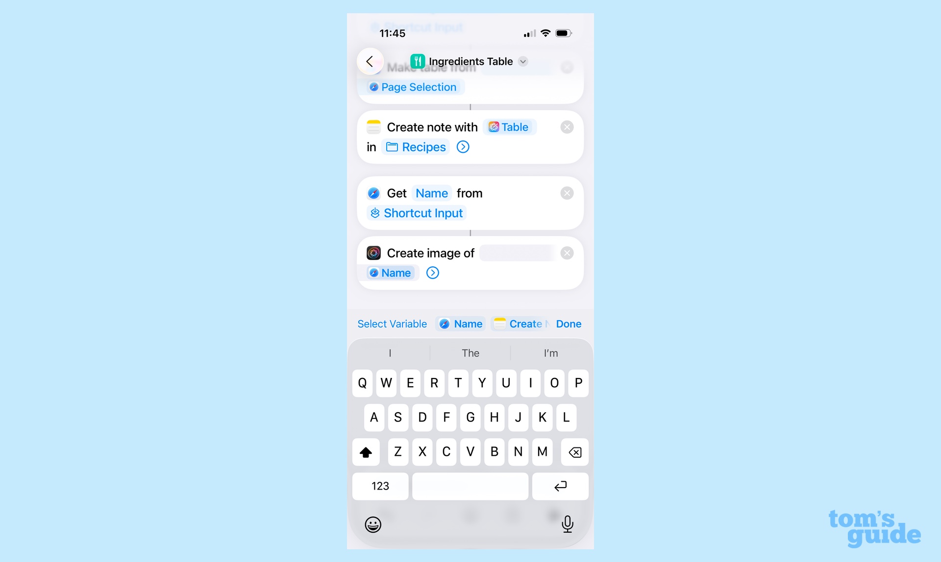 adding an image prompt to a shortcut
