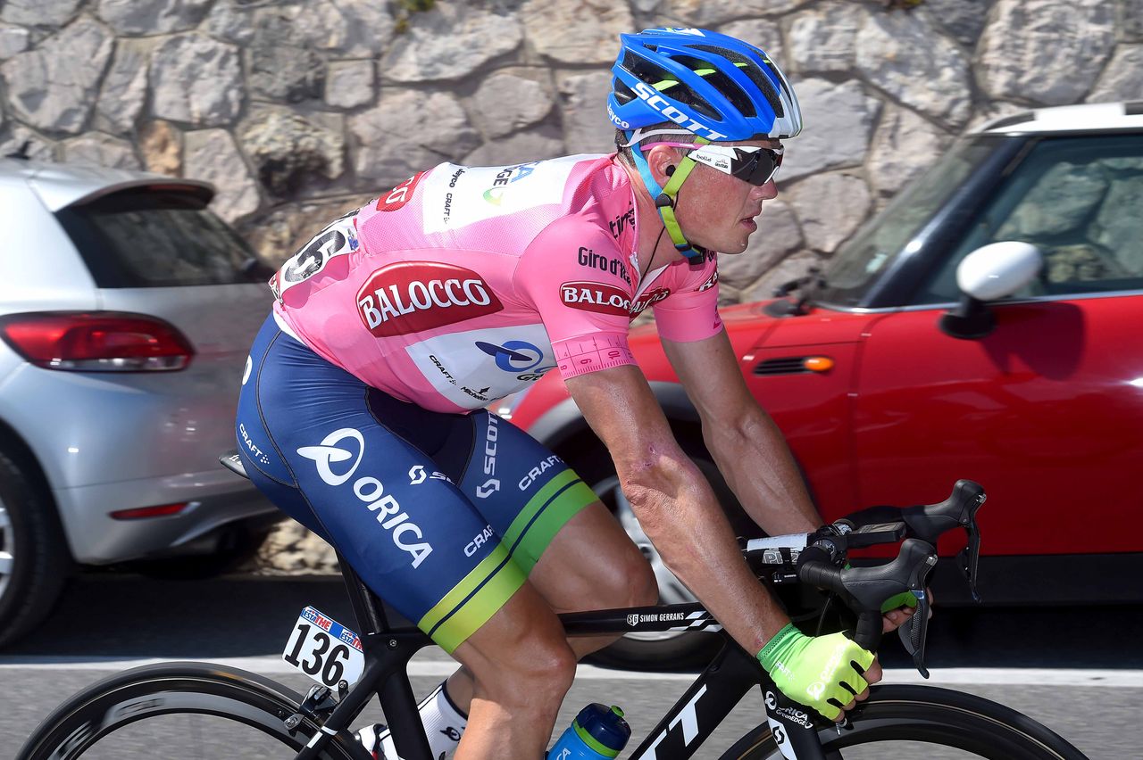 Simon Gerrans (Orica-GreenEdge) in the maglia rosa