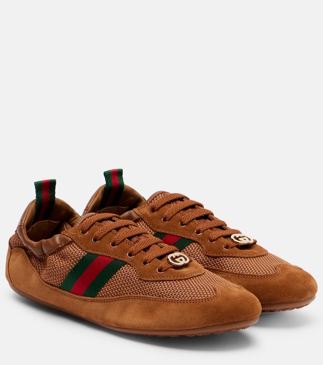 Gucci, Shift Suede-Trimmed Sneakers