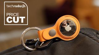 Apple AirTag 2 in a keyring holder, attached to a bag.