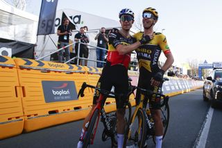 E3 Saxo Bank Classic 2022 - 64th Edition - Harelbeke - Harelbeke 203,9 km - 25/03/2022 - Wout Van Aert (BEL - Team Jumbo - Visma) - Christophe Laporte (FRA - Team Jumbo - Visma) - photo Luca Bettini/SprintCyclingAgencyÂ©2022