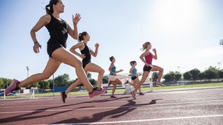women running on a track