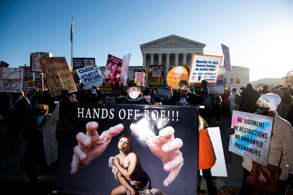 Abortion protest signs.