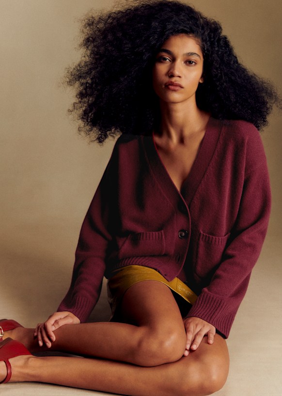 Jady Cardigan - Burgundy - Yak Wool - S&amp;eacute;zane
