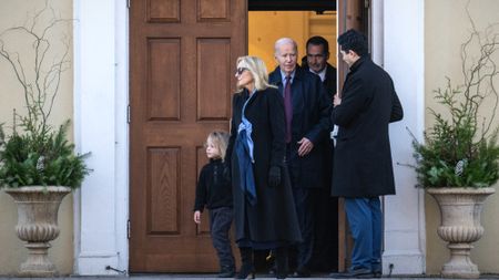 President Joe Biden leaves church with his family