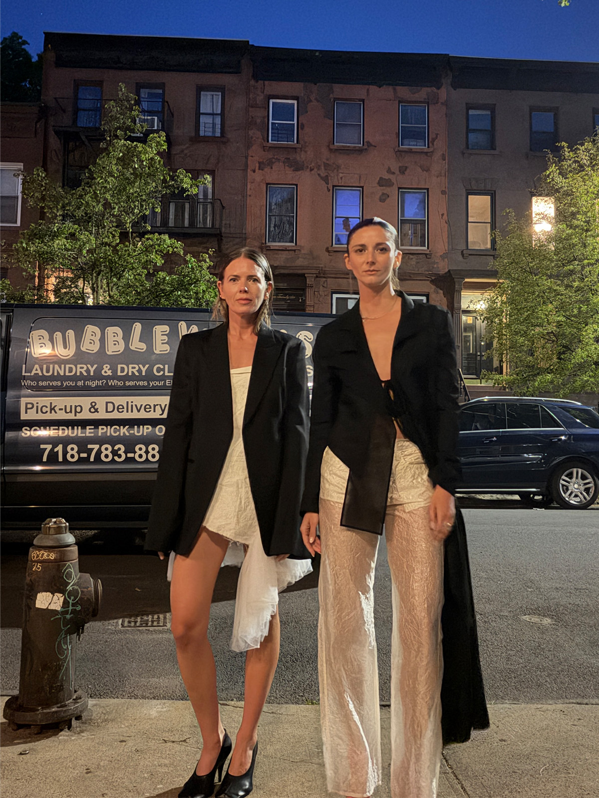 Brie Welch and a friend wearing the asymmetric trend.
