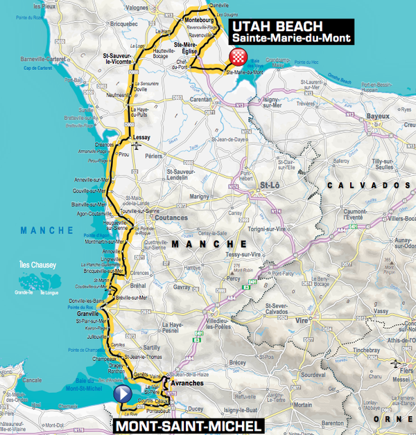 The map of stage one of the 2016 Tour de France