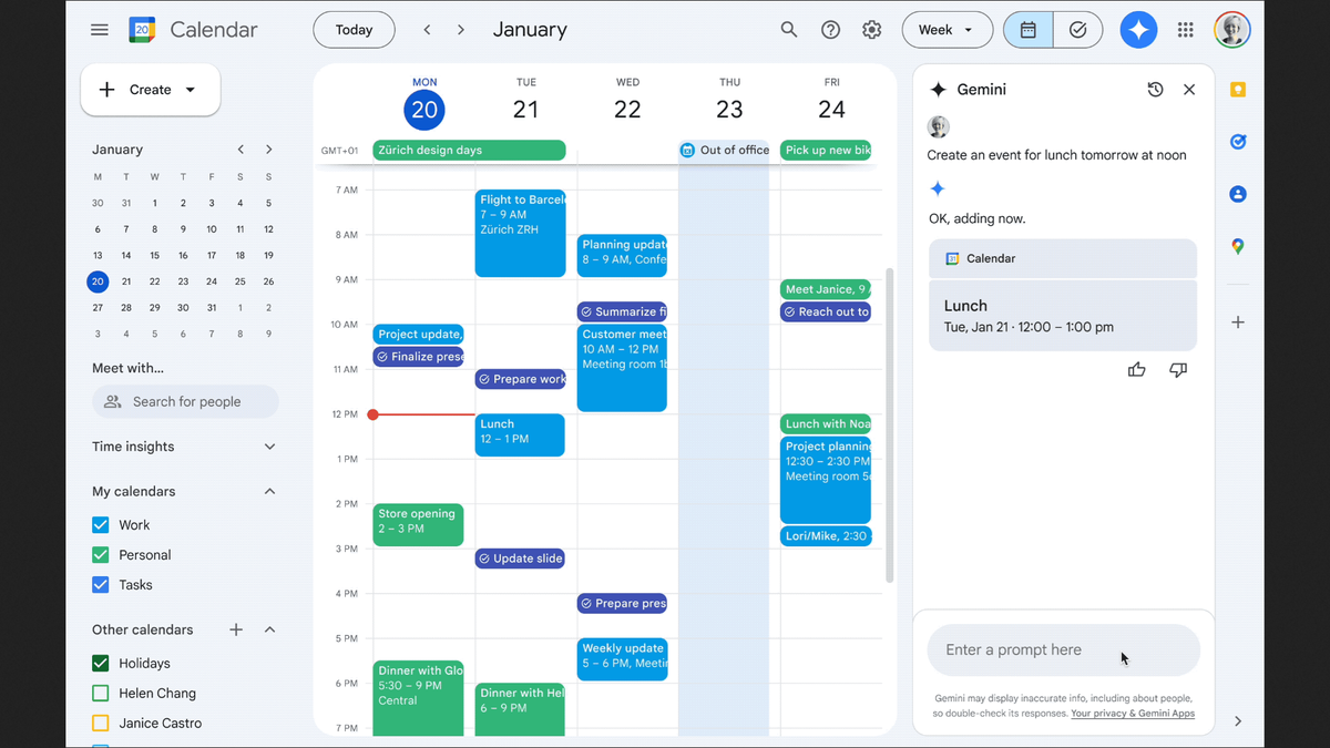 Google Gemini Calendar