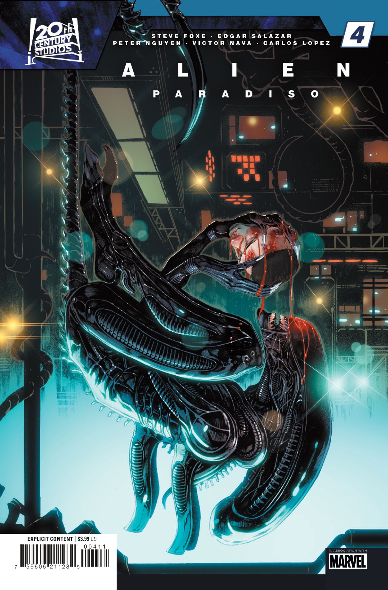 Aliens hunt a victim in Alien: Paradiso #4.
