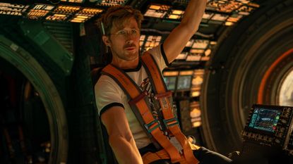Ryland Grace sitting in the cockpit of his spaceship in Project Hail Mary
