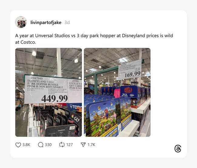 Wild Thread Shows The Crazy Difference Between Disneyland And Universal Prices, And My Jaw Is Dropping