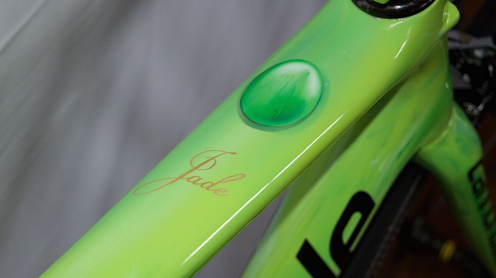 Rolland has his daughter's name on the top tube for some extra inspiration