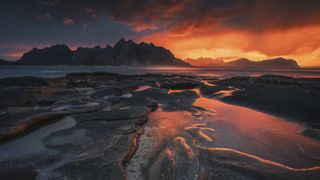 A blood red sunset on the Lofoten Islands