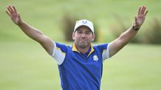 Sergio Garcia salutes fans at the Ryder Cup