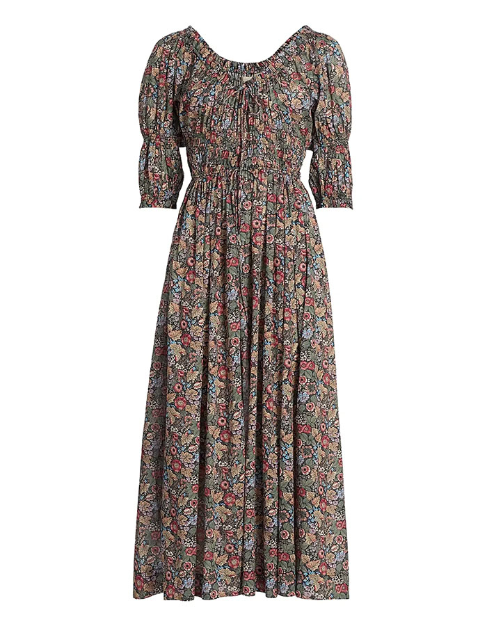 Ischia Floral Cotton Midi-Dress