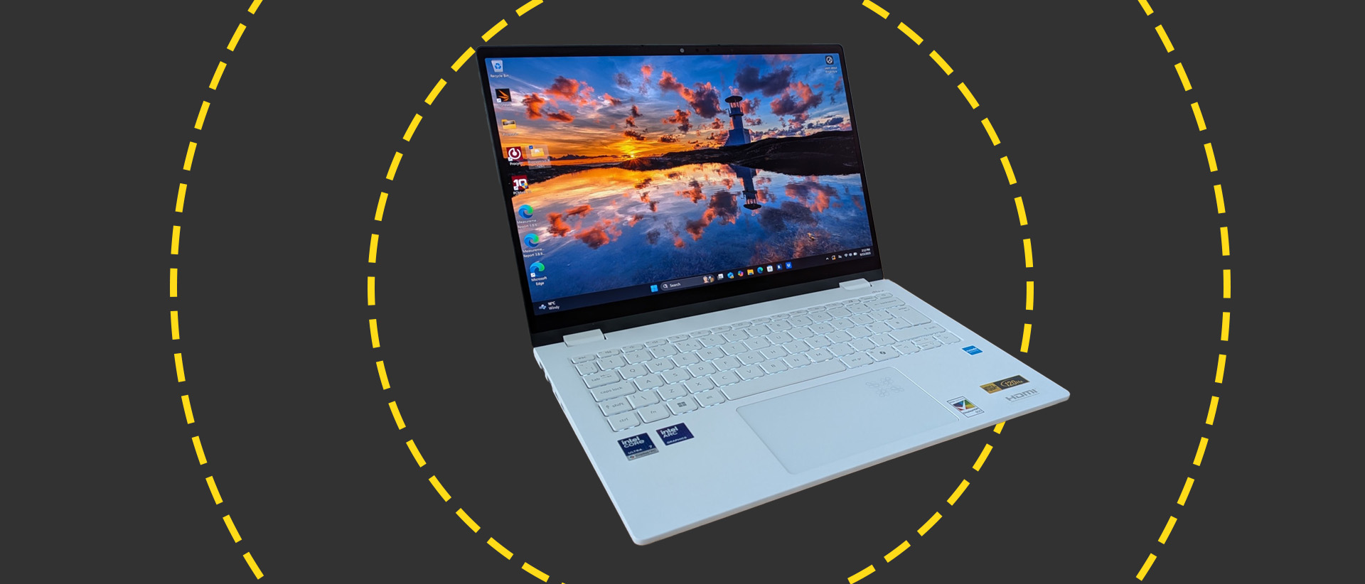 The Acer Swift Edge 14 AI on the ITPro background