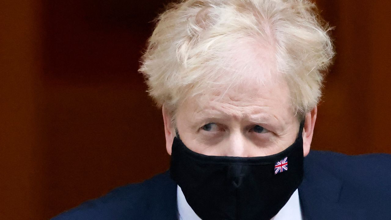 Boris Johnson leaves No. 10 Downing Street to attend PMQs