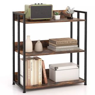 Costway 3-Tier Industrial Metal Frame Corner Bookcase