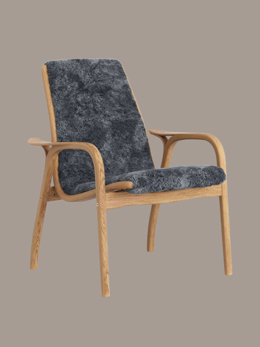 A blue sheepskin armchair from Swedese
