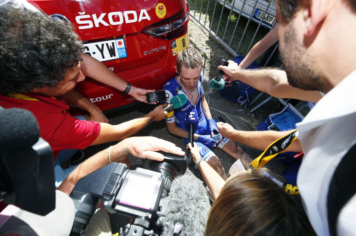 Dan Martin (Quick-Step Floors) chats with the press after his effort