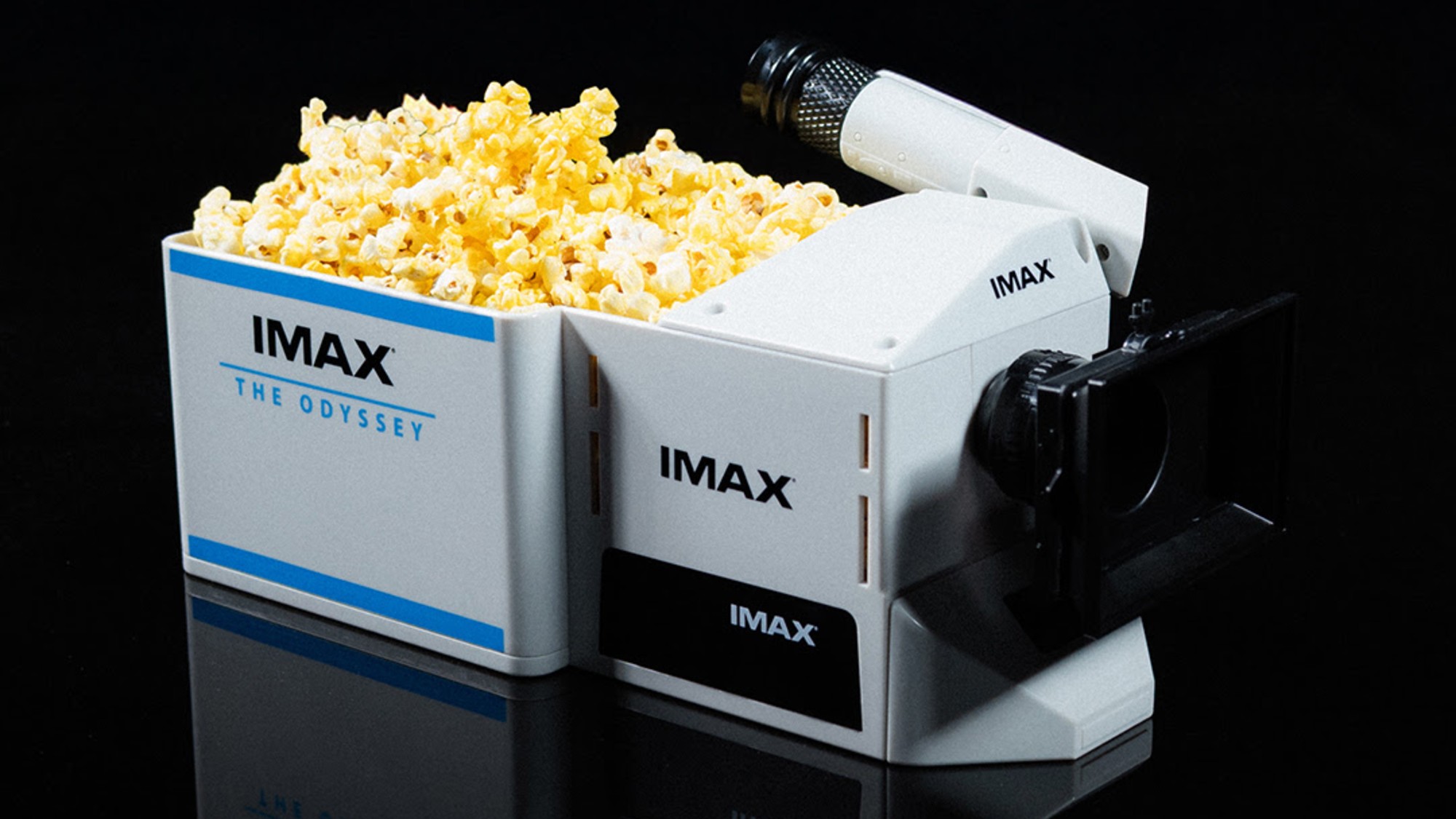 The IMAX film camera popcorn bucket.