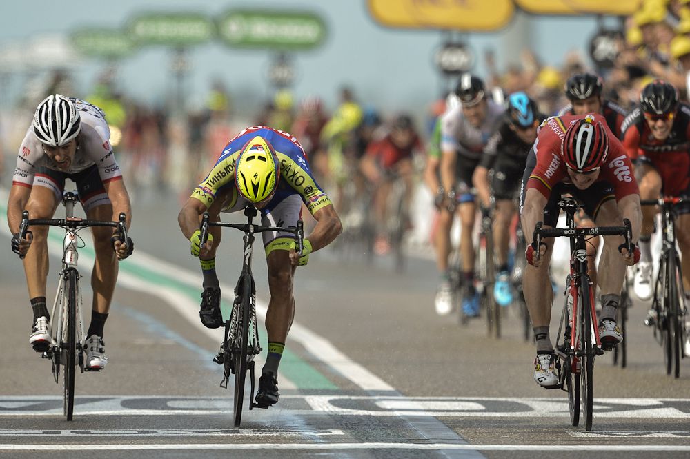 Fabian Cancellara's third-place finish during stage 2 earned the yellow jersey.