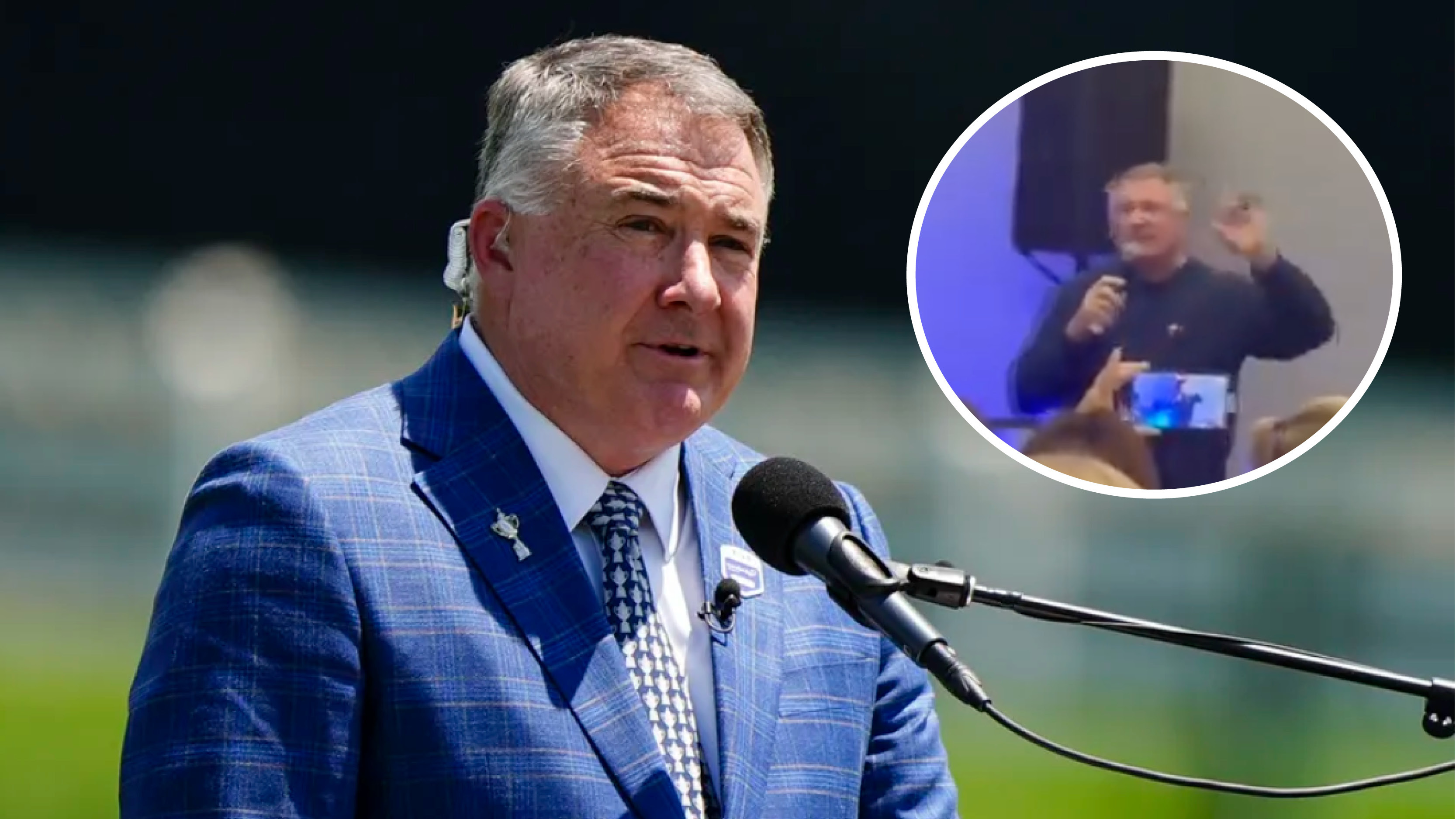 PGA of American president Don Rea pictured singing Eminem song on karaoke during the Ryder Cup