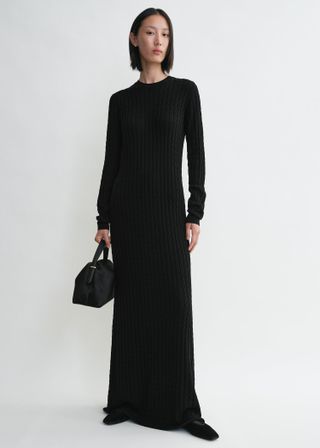 Cable Knit Dress Black