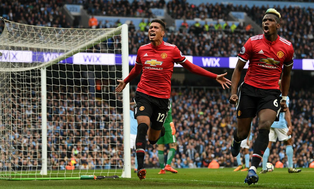 Chris Smalling goal Man City vs Man Utd Premier League