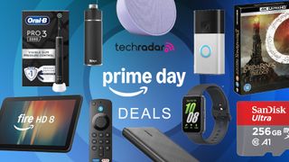 Collage of under £50 tech from the Amazon Prime Day sale, including Amazon Devices, 4k Blurays, electric toothbrushes, Samsung smartwatches and Anker power banks