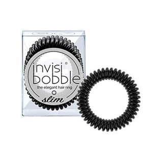 invisibobble SLIM Traceless Spiral Hair Ties - Pack of 3, True Black - Strong Elastic Grip Coil Hair Accessories for Women - No Kink, Non Soaking - Gentle for Girls Teens and Thick Hair