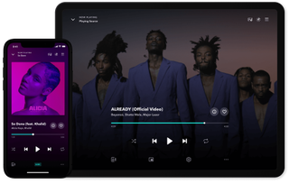 Tidal interfaces on a phone and tablet