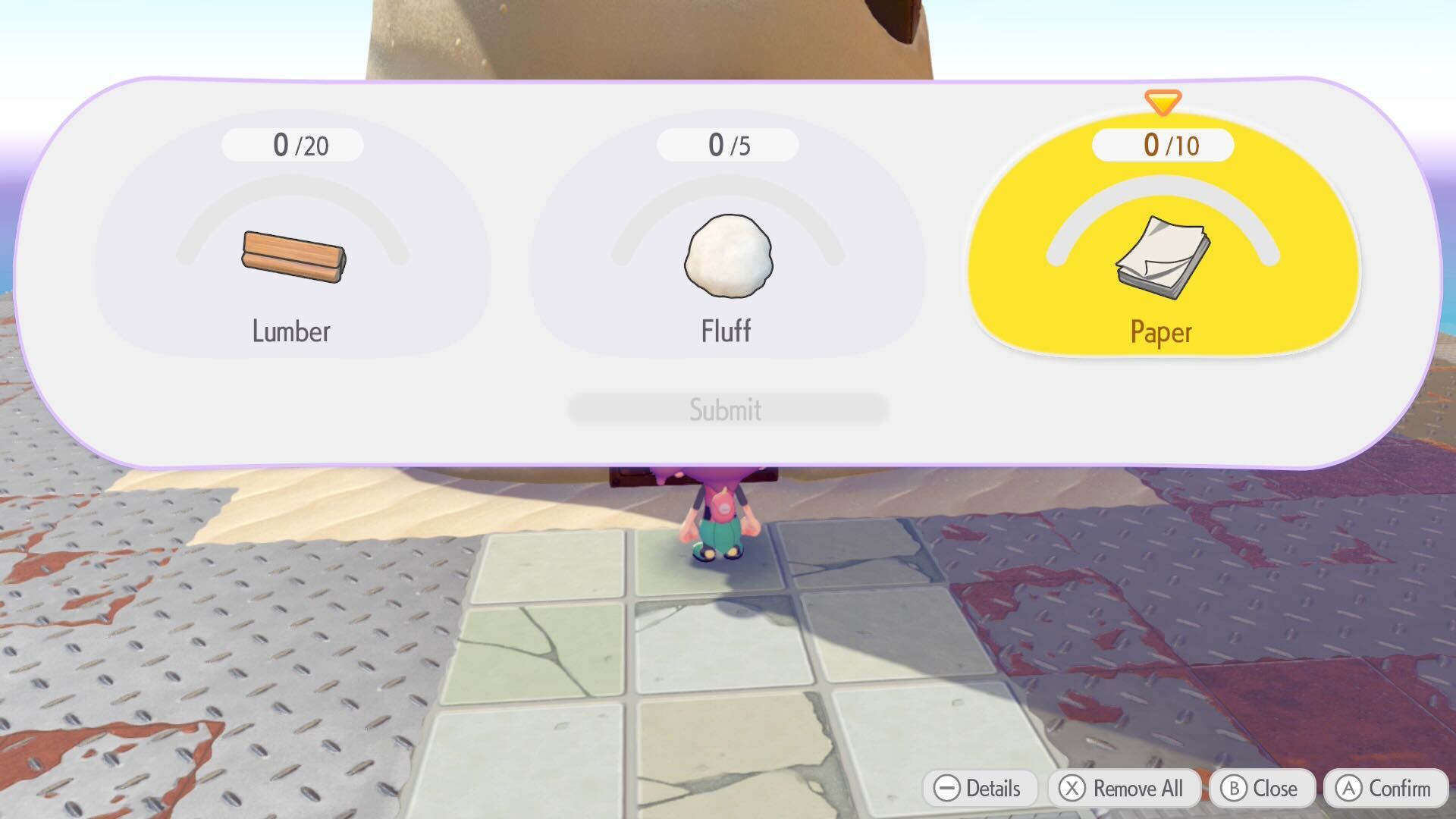 Request for lumber, fluff, paper in Pokopia