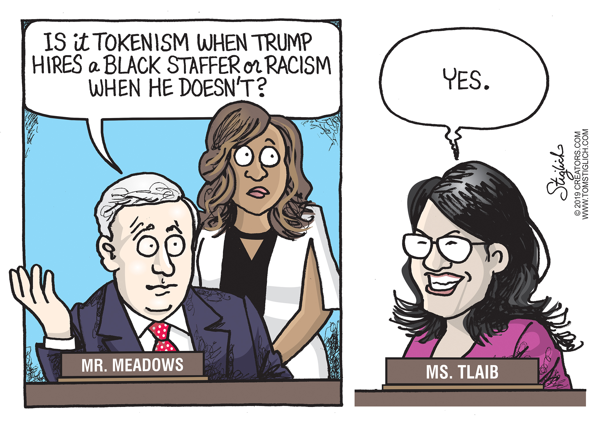 Political Cartoon U.S. Identity Politics Mark Meadows Rashida Tlaib ...