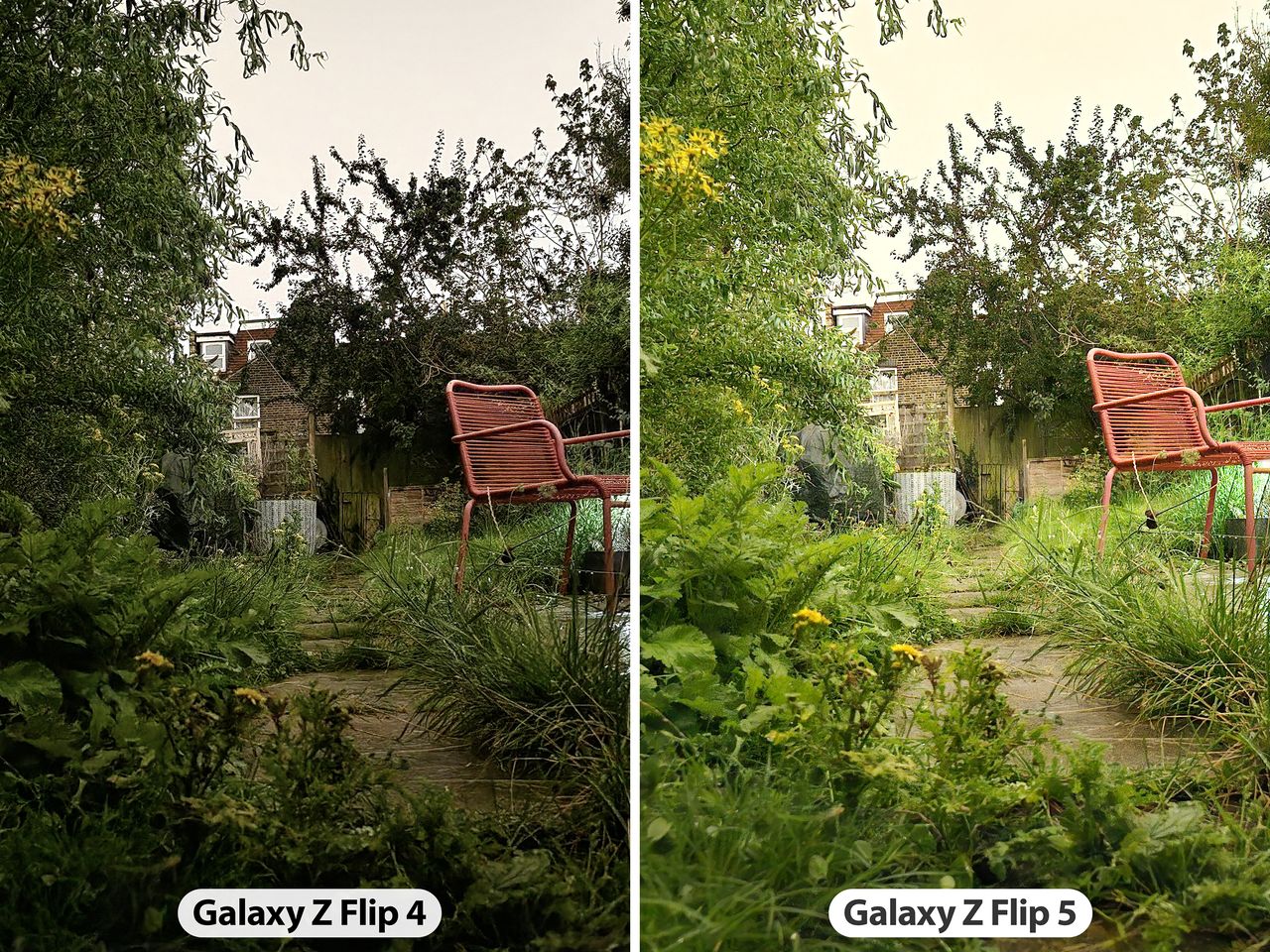 Samsung Galaxy Z Flip 5 comparison Z Flip 4 camera sample night mode split screen