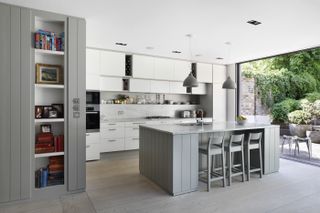 a modern kitchen idea with slatted kitchen doors