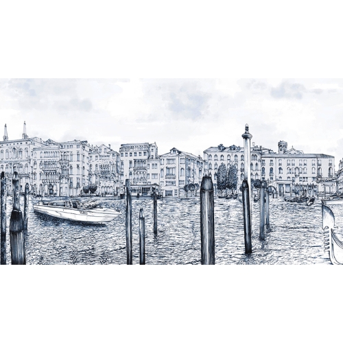 Graham & Brown, Old Venezia Blue Wash Panoramic Bespoke Mural