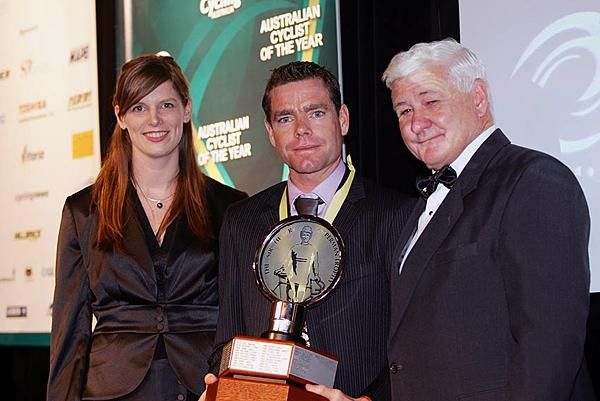 Cadel Evans and Mike Victor along with the Federal Sports Minister