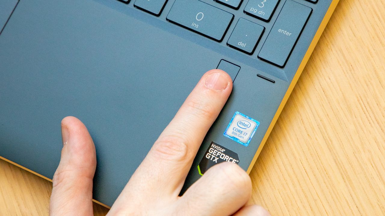 On the right side, located below the keyboard, is a fingerprint reader.