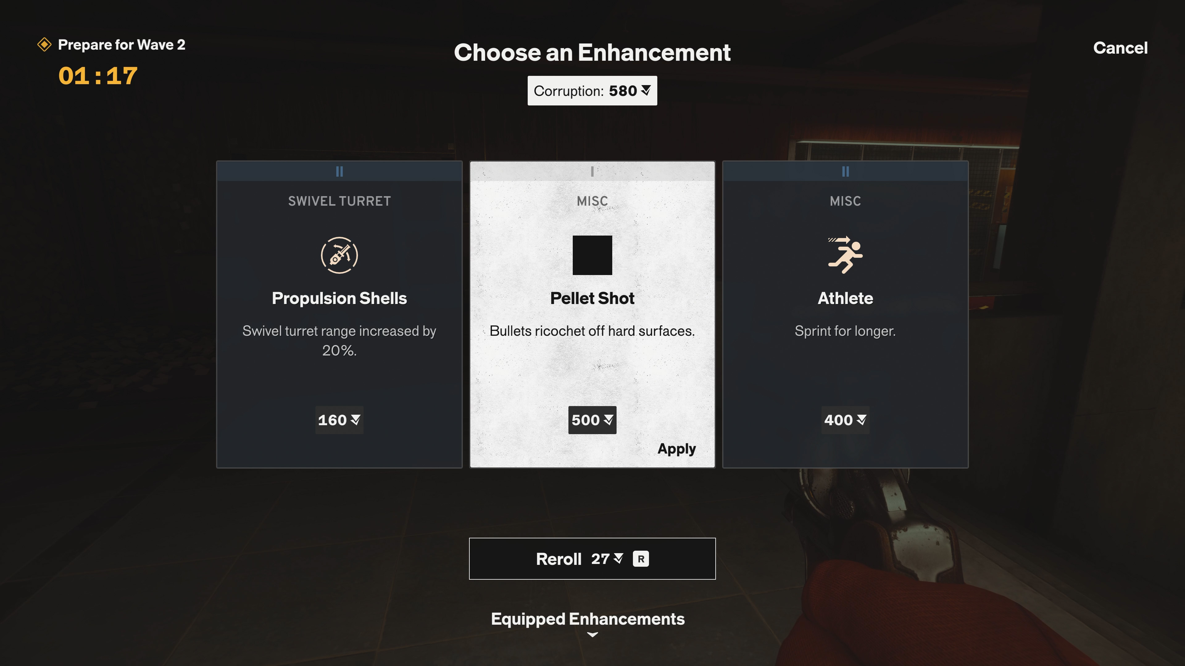 An image of the Vampire Survivors&#039; style skill choices in FBC: Firebreak&#039;s new game mode.
