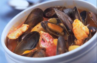 A bowl of fish stew