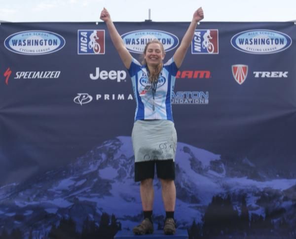 Sharon Hart on top of the podium in Washington