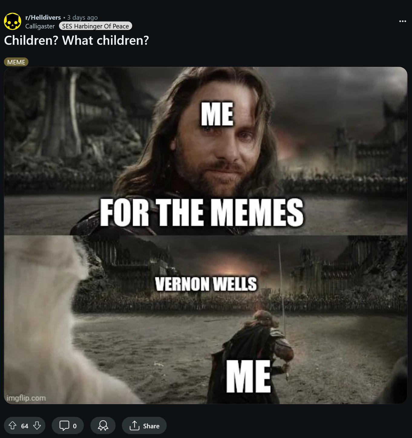Helldivers 2 'Save the Children' meme