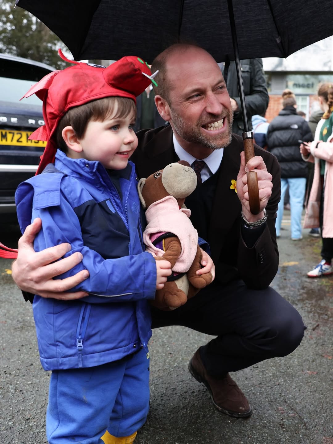 Prince William and Kate Middleton meet children during a visit to Wales in February 2026