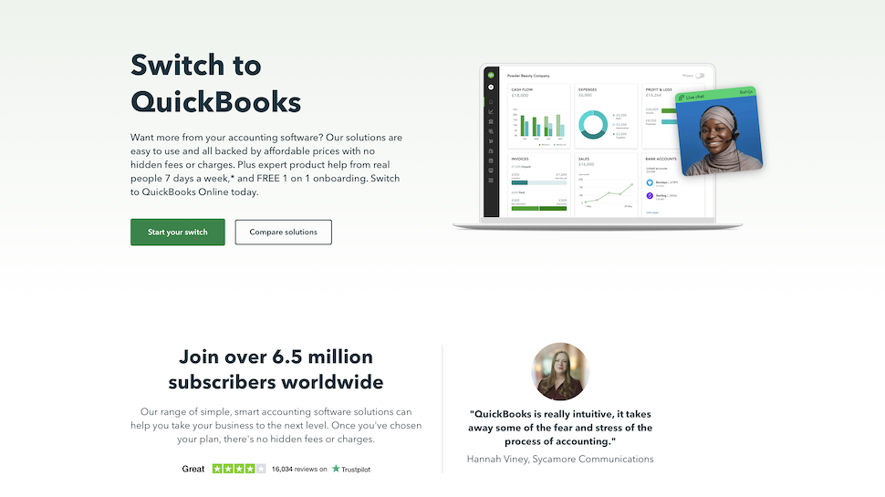 QuickBooks website screenshot